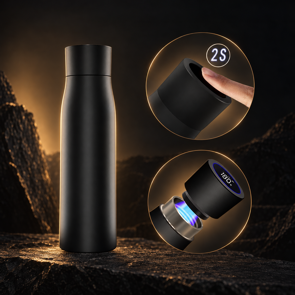 LithoFill UV cap activation close-up with a two-second indicator
