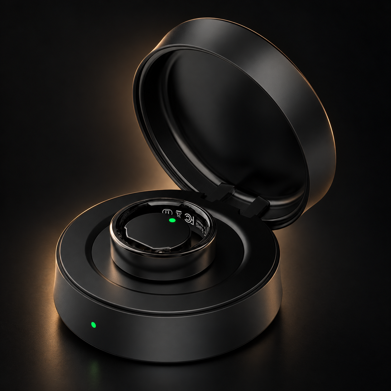 Open Litho Ring charging case in onyx black